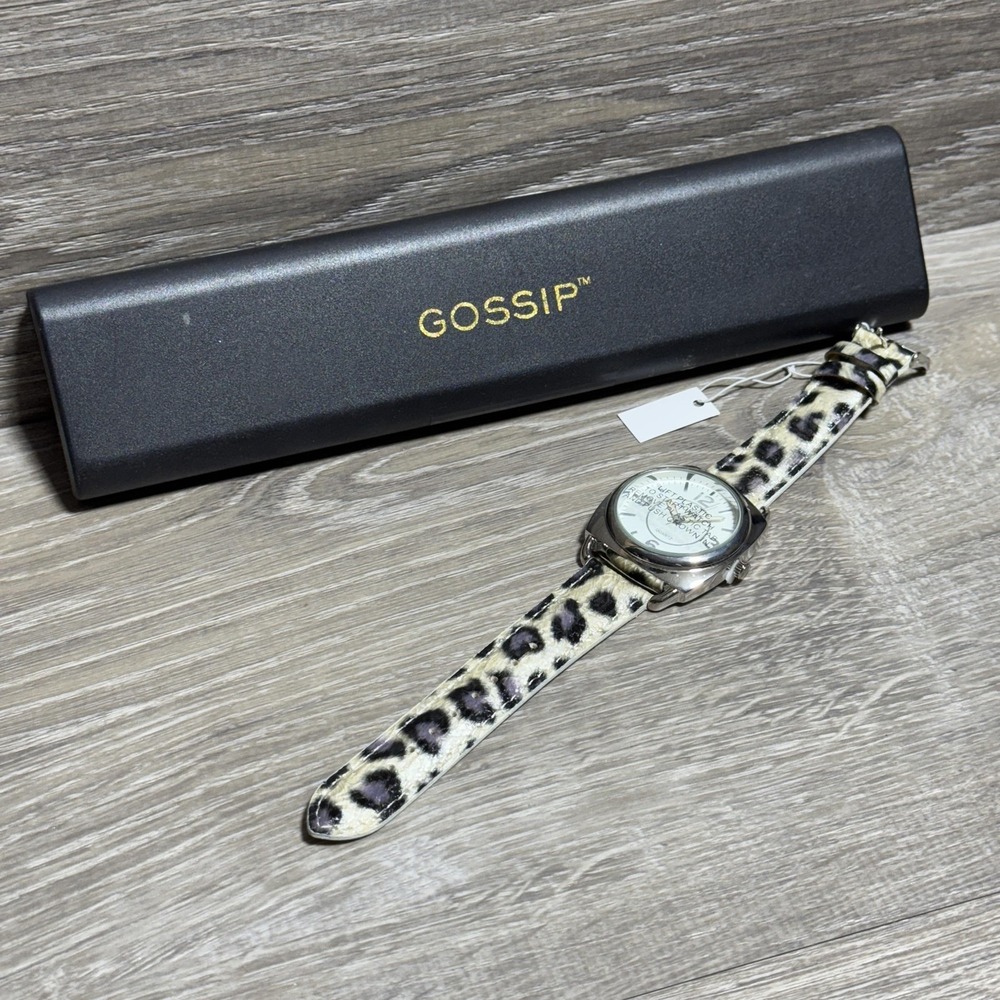 Gossip Womens Quartz Fashion Watch Leopard Print Polyurethane Band GSR889A Box